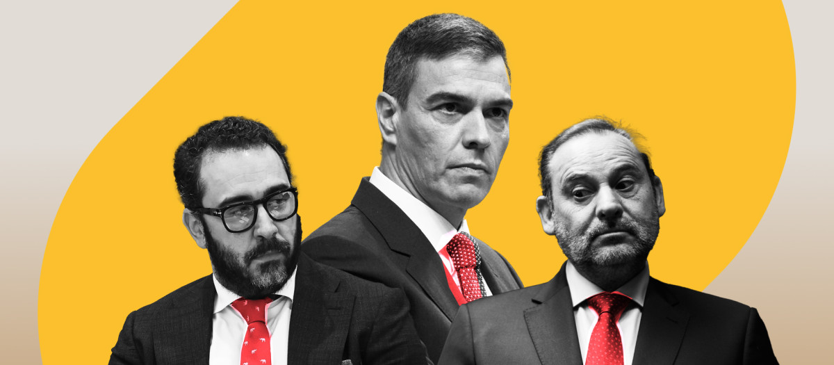 Pedro Sánchez, Víctor de Aldama y José Luis Ábalos