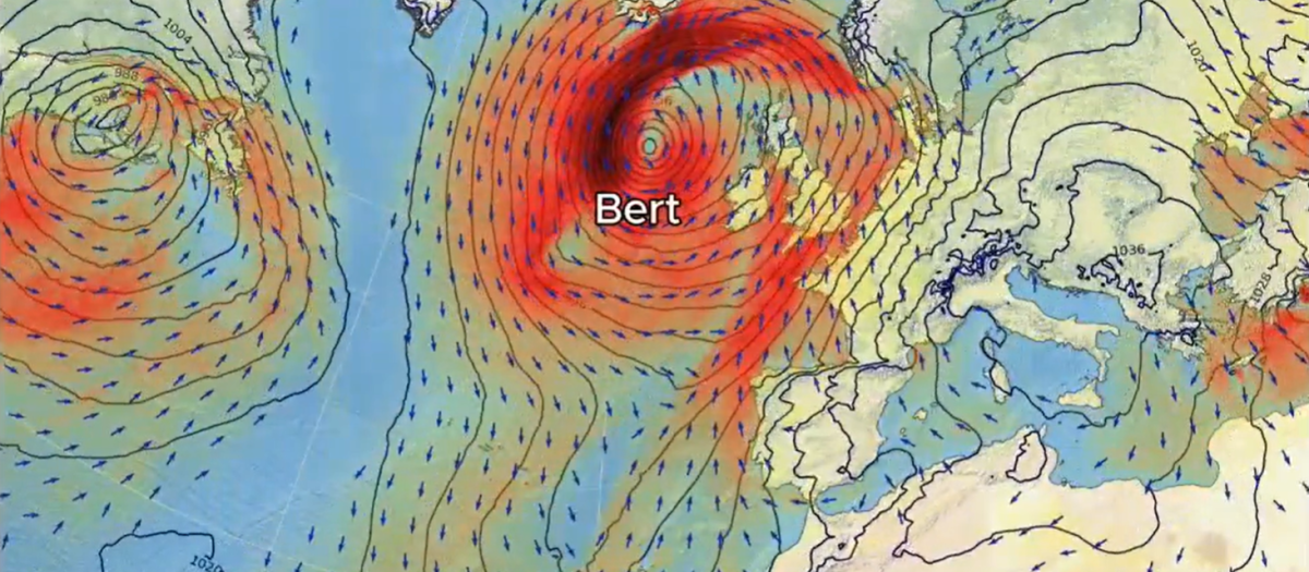 Borrasca Bert sobre las islas británicas