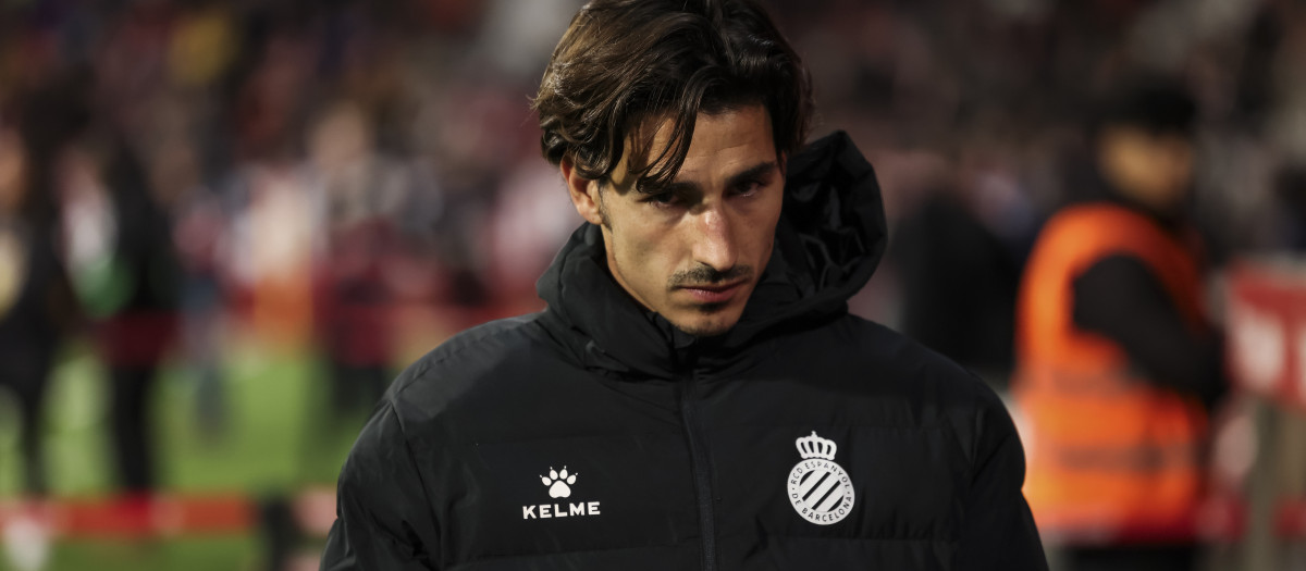 Pere Milla durante el partido entre el Girona y el RCD Espanyol en el Estadio Montilivi