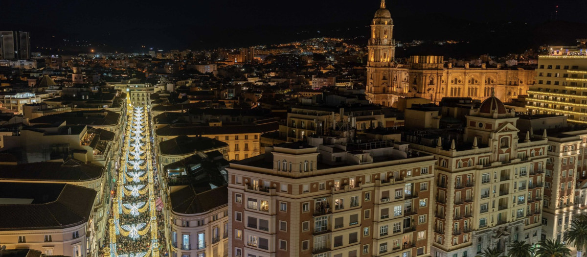 La icónica calle Larios es considerada el centro neurálgico de la Navidad malagueña