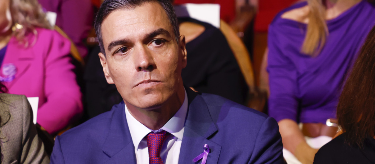 Pedro Sánchez during the equality ministry event in Madrid on Monday, November 25, 2024.