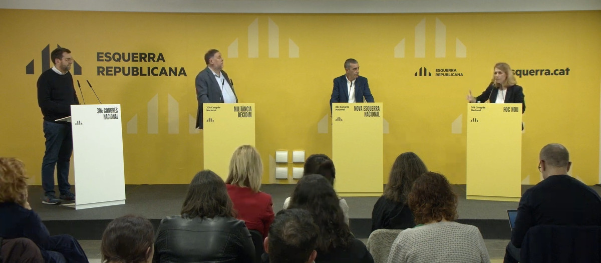 Debate de candidatos a presidir ERC en el el 30 Congrés Nacional: Oriol Junqueras (Militància Decidim), Xavier Godàs (Nova Esquerra Nacional) y Helena Solà (Foc Nou), moderados por Oriol Duran en ERC en Barcelona (Catalunya, España) 26 de noviembre 2024

REMITIDA / HANDOUT por YOUTUBE ERC
Fotografía remitida a medios de comunicación exclusivamente para ilustrar la noticia a la que hace referencia la imagen, y citando la procedencia de la imagen en la firma
26/11/2024