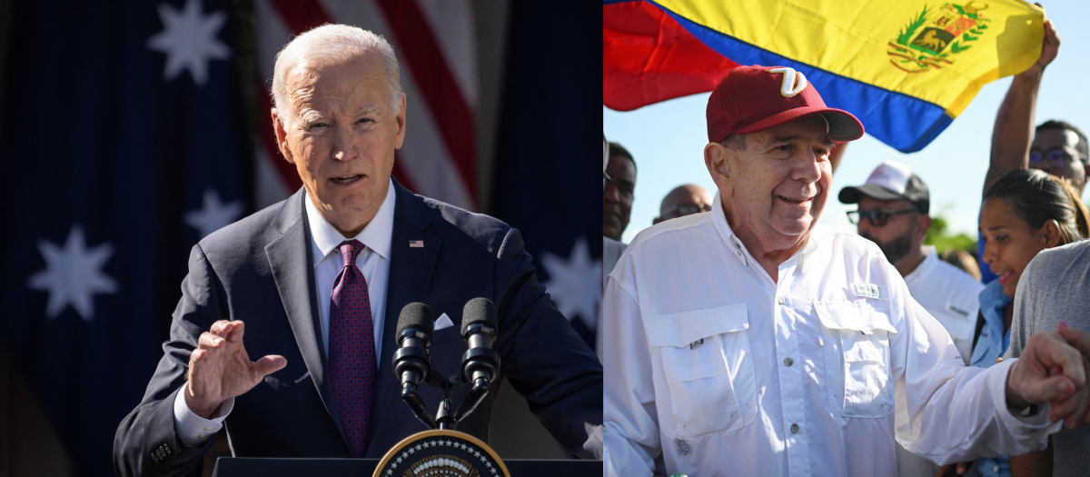 El presidente de EE.UU. Joe Biden y el presidente electo de Venezuela Edmundo González Urrutia