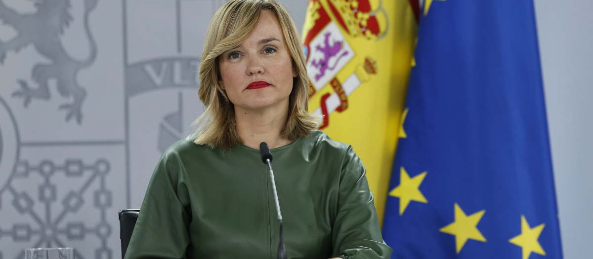 La portavoz del Gobierno, Pilar Alegría, durante su comparecencia