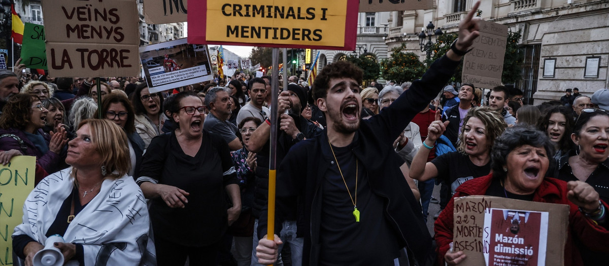 Imagen de la manifestación contra la gestión de Carlos Mazón, este sábado en Valencia