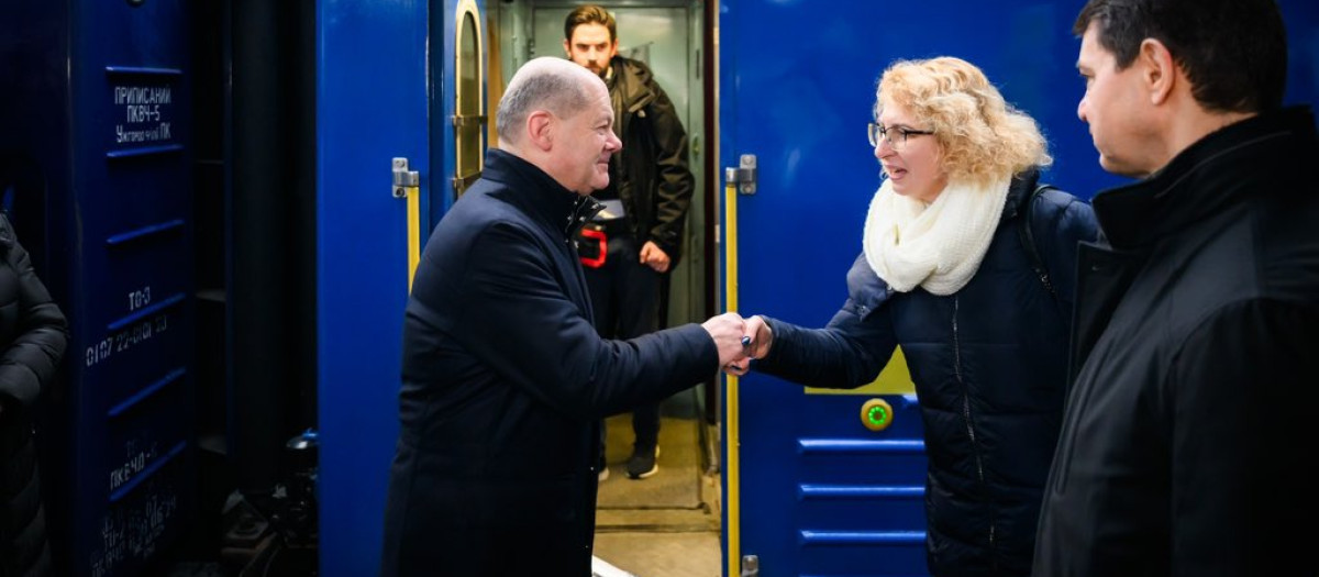 El canciller alemán, Olaf Scholz, a su llegada a Kiev, Ucrania