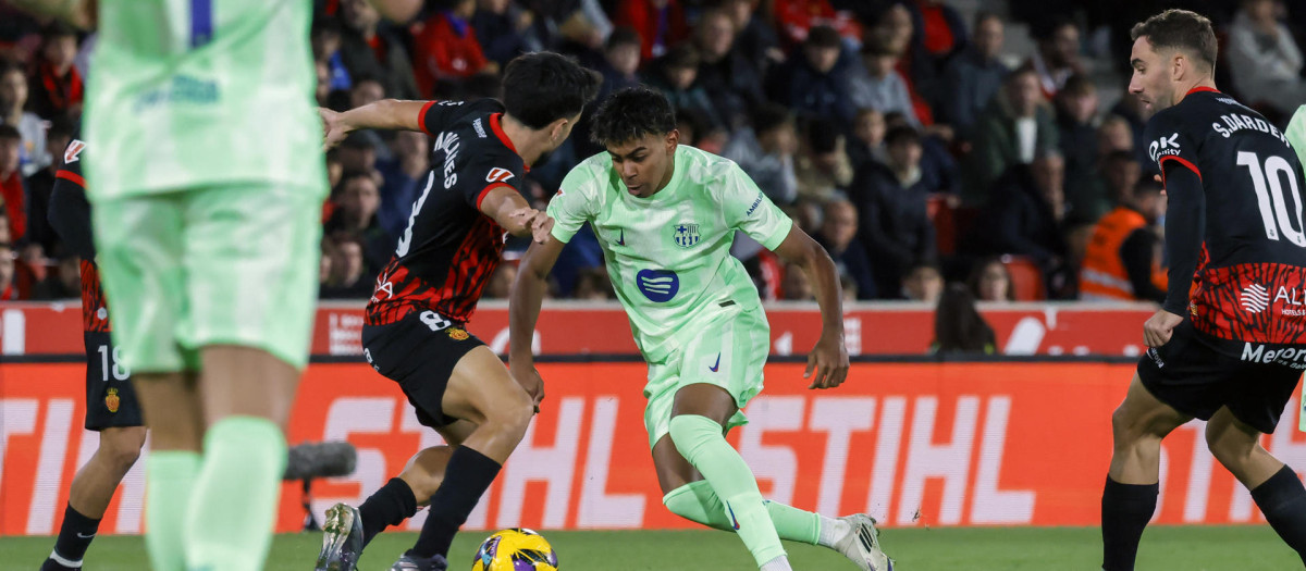 Lamine Yamal, en el partido ante el Mallorca