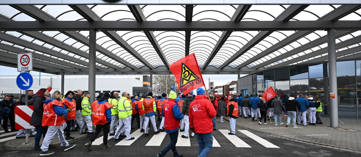 Los trabajadores durante los paros