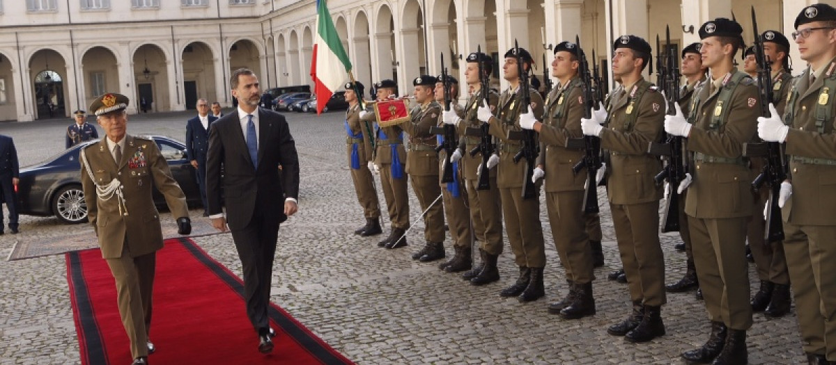 El Rey, en el Palacio del Quirinal durante una visita oficial en 2014