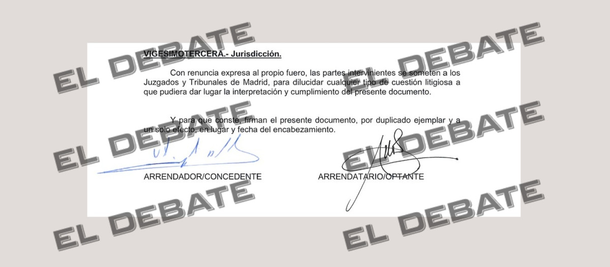 La firma de José Luis Ábalos en el contrato del piso que firmó con Víctor de Aldama