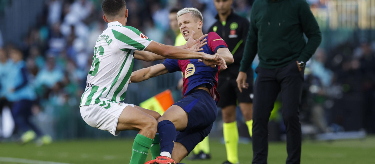 Dani Olmo perdió un diente en pleno partido ante el Betis