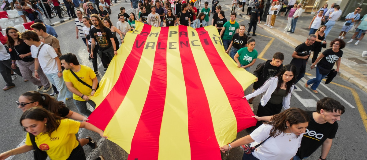 Una manifestación a favor de valenciano, en Valencia