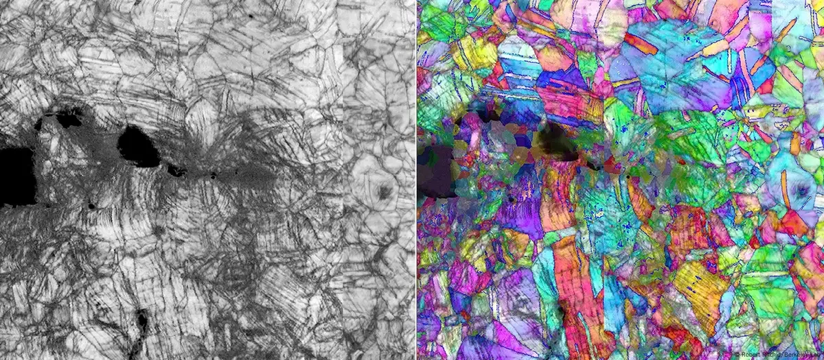 Vista microscópica del nuevo material, conocido como CrCoNi