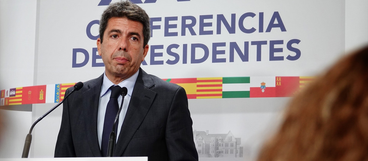 El presidente de la Generalitat Valenciana, Carlos Mazón,t ras la Conferencia de Presidentes