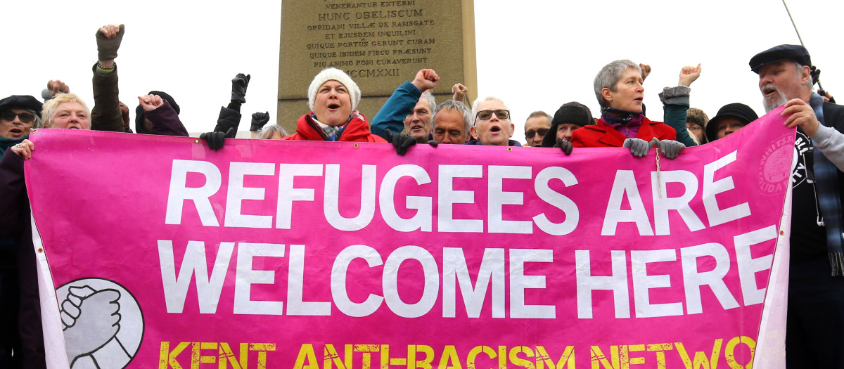 Manifestación en defensa de los derechos de los refugiados en Reino Unido