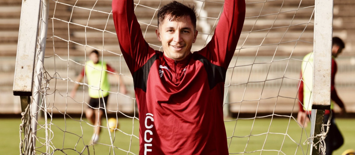 Cristian Carracedo durante un entrenamiento