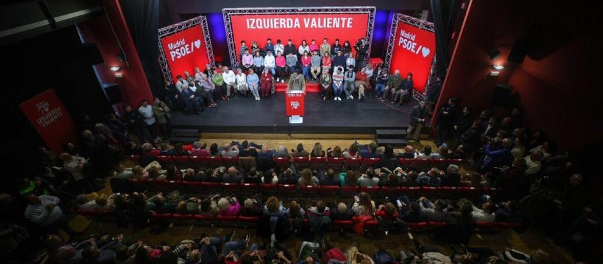 Imagen del mitin de Óscar López en Alcorcón