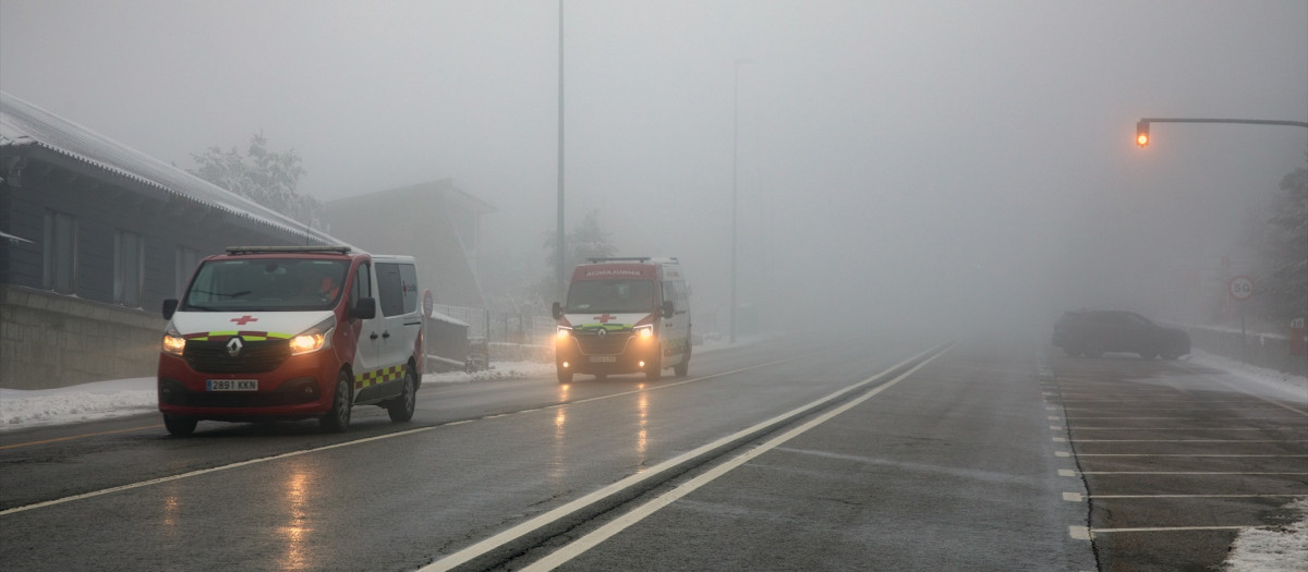 Niebla en el Puerto de Navacerrada, a 13 de diciembre de 2024