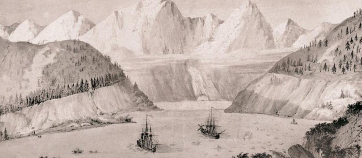 Bahía de Lituya (Alaska 1786). Alrededor, señales dejadas en las ladeas arrasadas por un 'megatsunami'