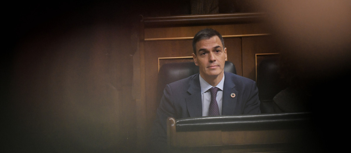 El presidente del Gobierno, Pedro Sánchez, durante una sesión de control al Gobierno en el Congreso de los Diputados