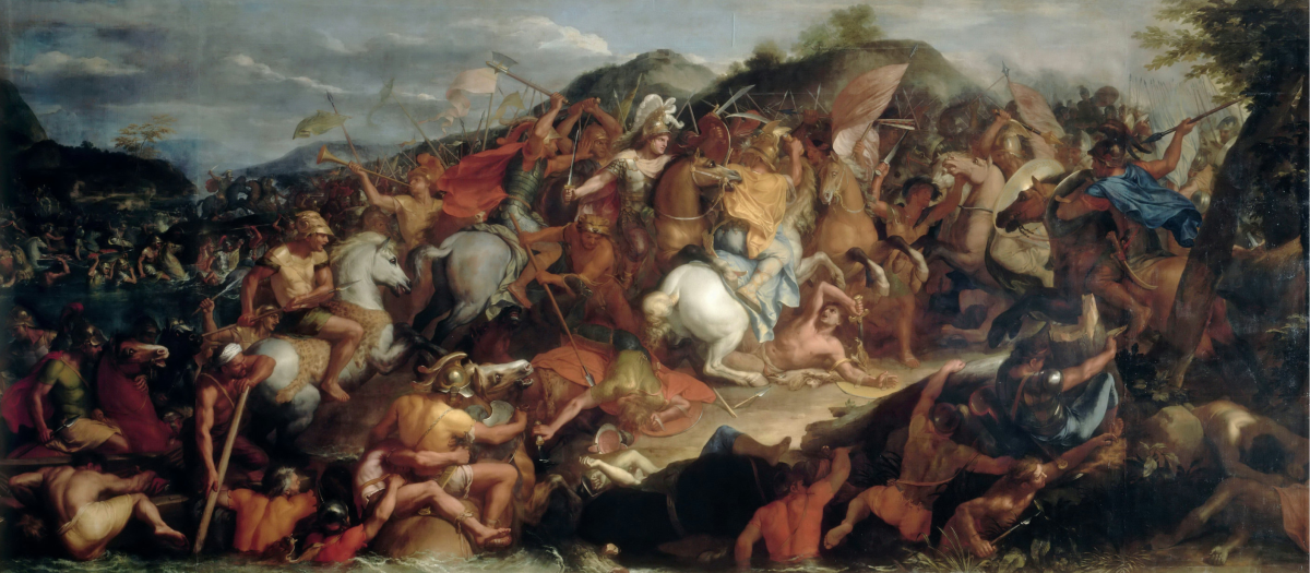 Alejandro Magno cruzando el río Gránico, en una pintura de Charles Le Brun