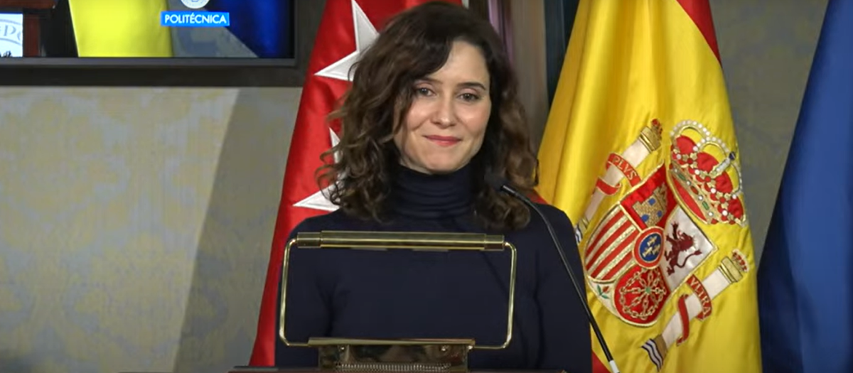 La presidenta de la Comunidad de Madrid, Isabel Díaz Ayuso