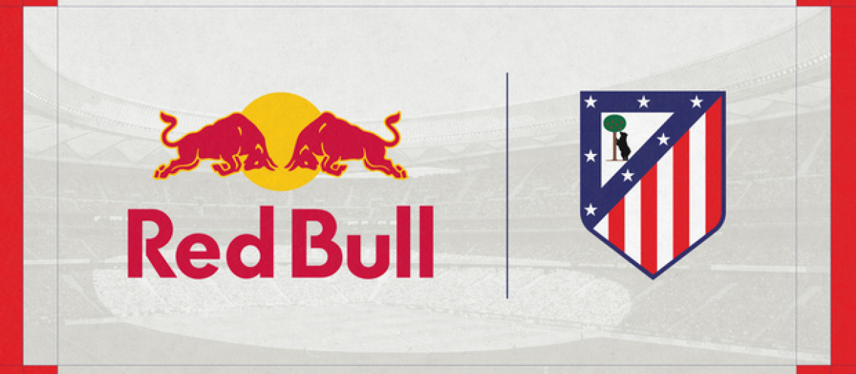 Logos de Red Bull y Atlético de Madrid, que han alcanzado un acuerdo hasta 2027