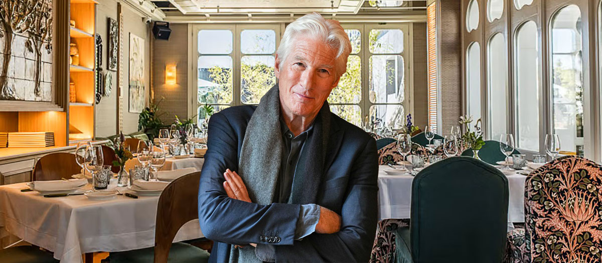 Richard Gere  y una imagen del restaurante Áurea en La Moraleja