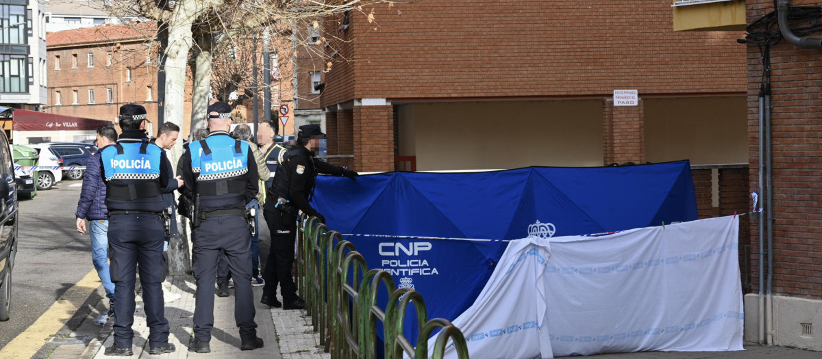 Efectivos policiales en las inmediaciones del lugar donde ha ocurrido el suceso