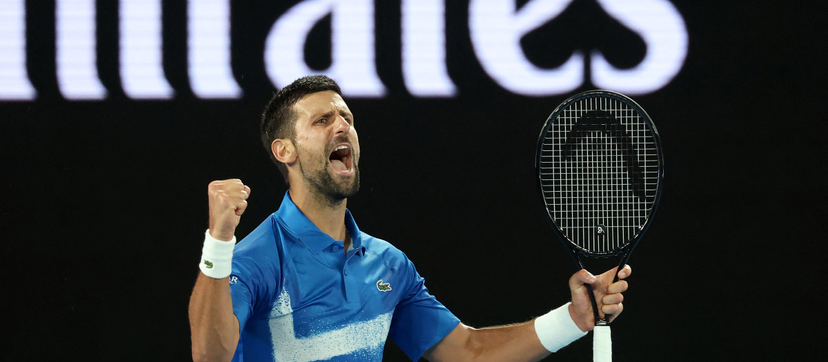 Novak Djokovic celebra el triunfo ante Basavareddy