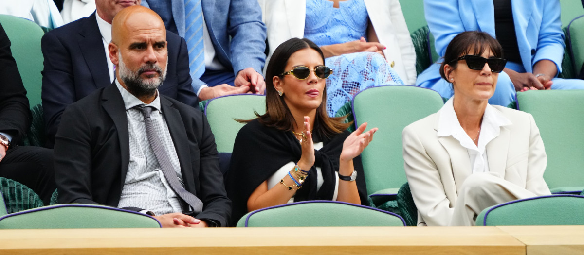 Pep Guardiola, Cristina Serra and Maria Guardiola in the Royal Box on Centre Court
Wimbledon Tennis Championships, Day 6, The All England Lawn Tennis and Croquet Club, London, UK - 06 Jul 2024