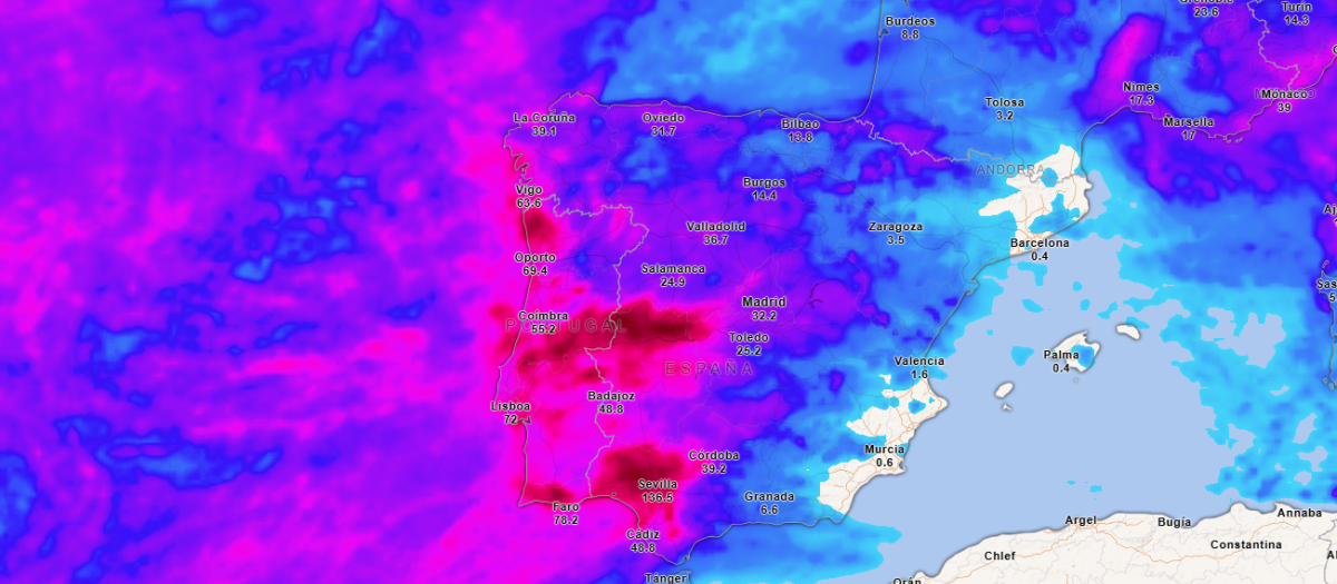 Precipitación acumulada hasta el viernes a las 10