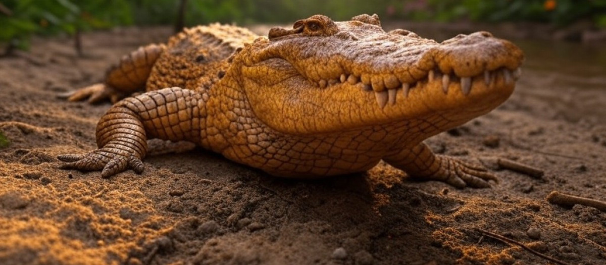 Imagen de un cocodrilo naranja