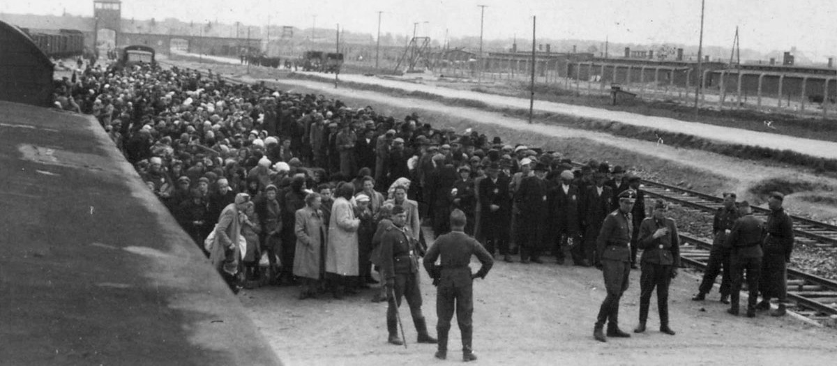 Judíos húngaros llegando a Auschwitz II