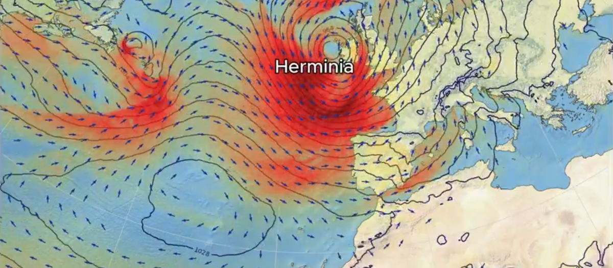 Pronóstico de evolución de la borrasca Herminia