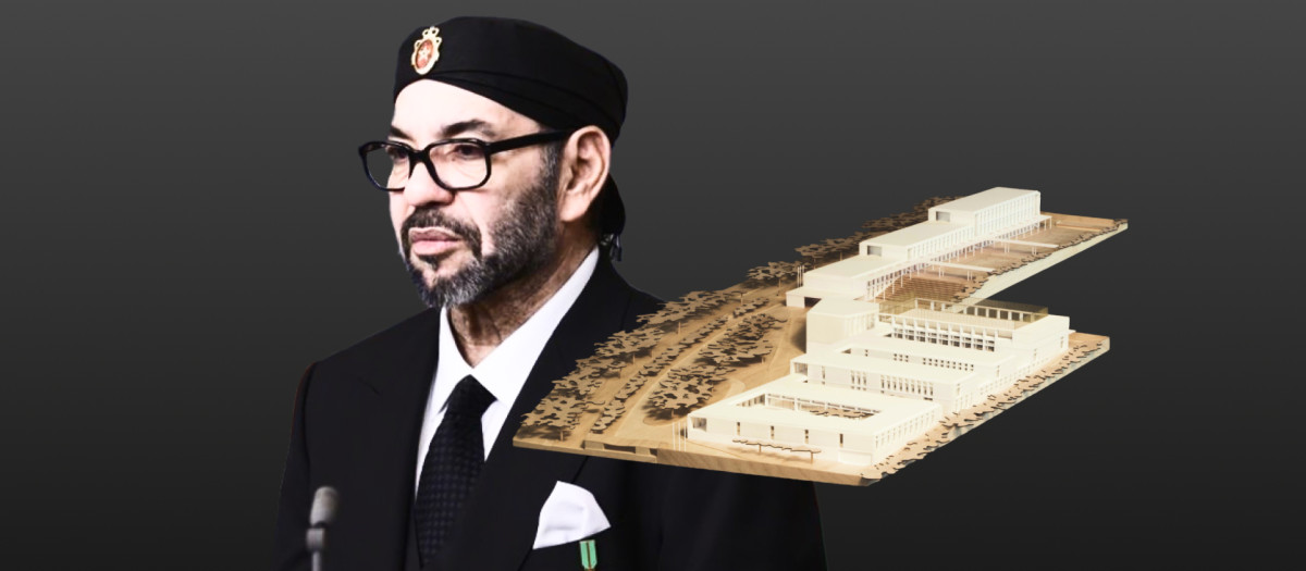 Montaje de Mohammed VI y el nuevo centro educativo de Rabat