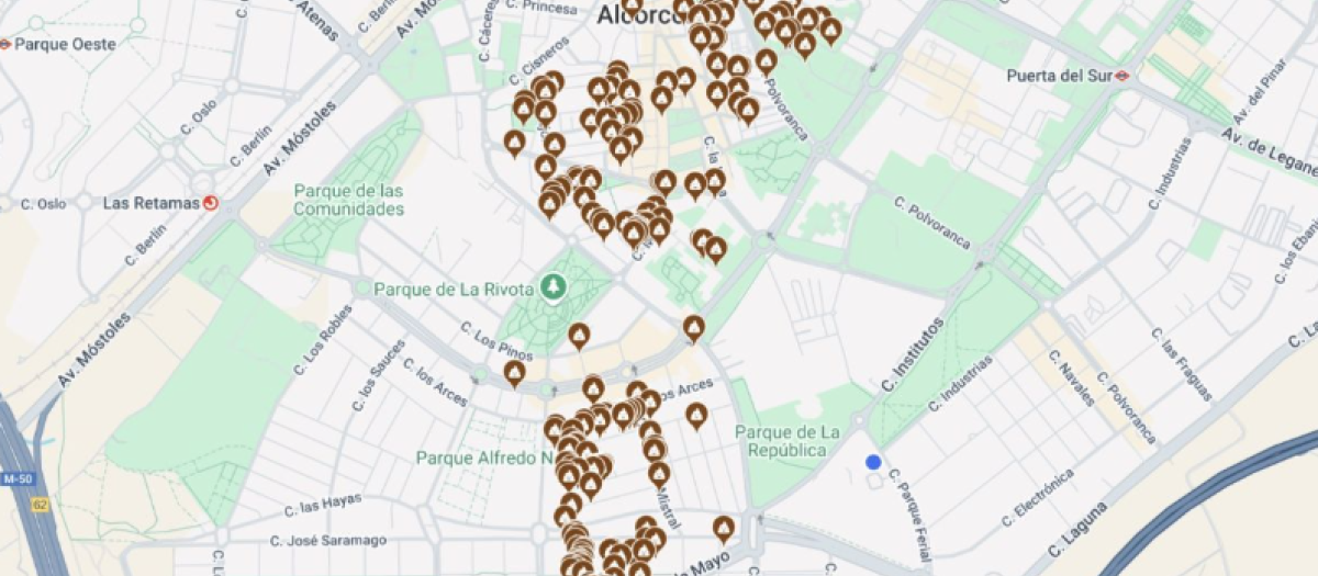 Mapa de excrementos de perro en Alcorcón