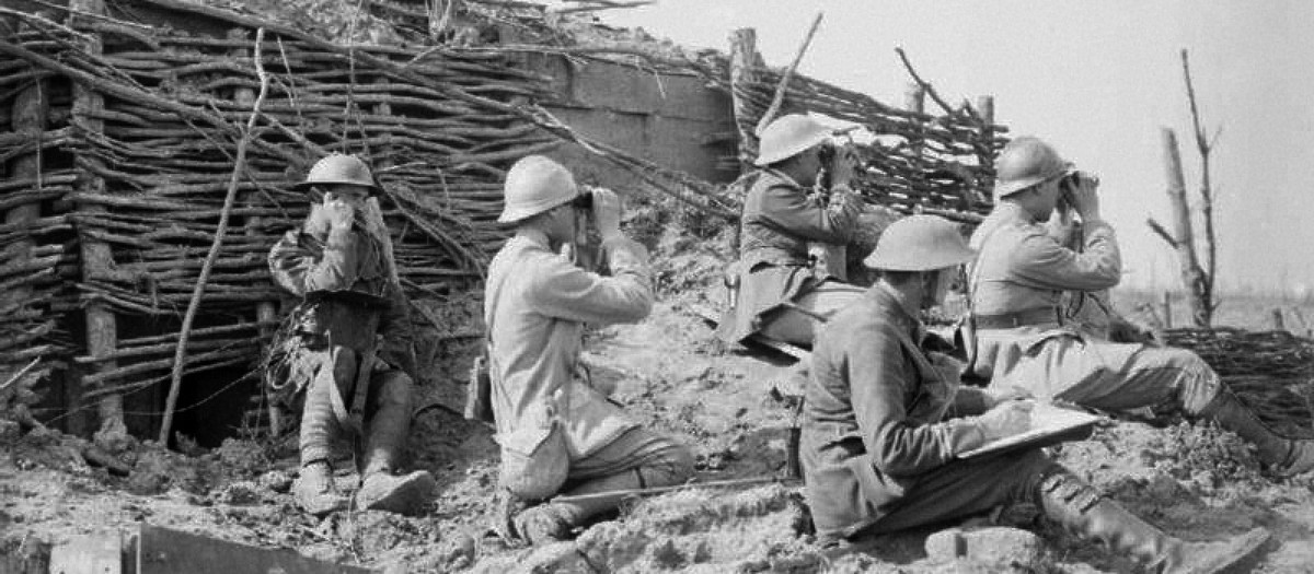 Observadores de artillería británicos y franceses Batalla de Langemarck 1917