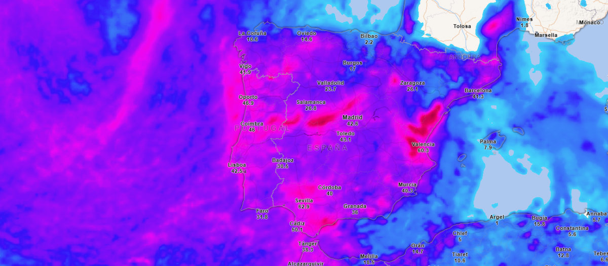 Precipitación acumulada hasta el sábado a las 17:00