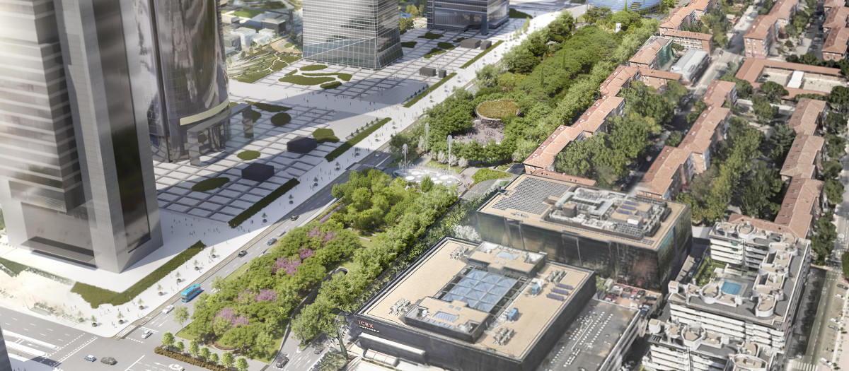 Parque Castellana a la altura de las Cinco Torres