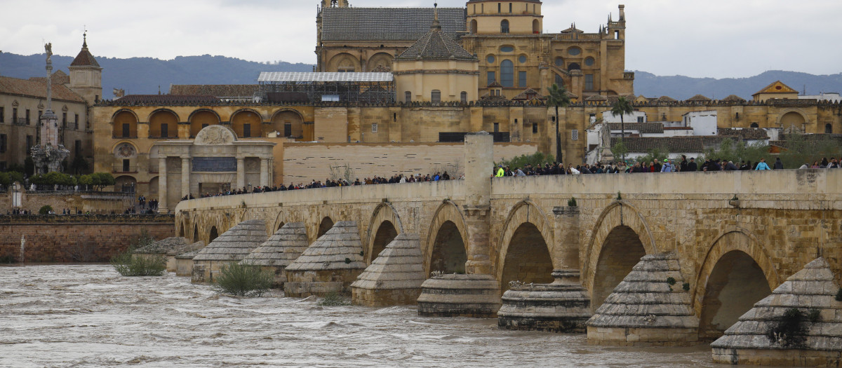 El río Gudalquvir aumenta su caudal a su paso por Córdoba