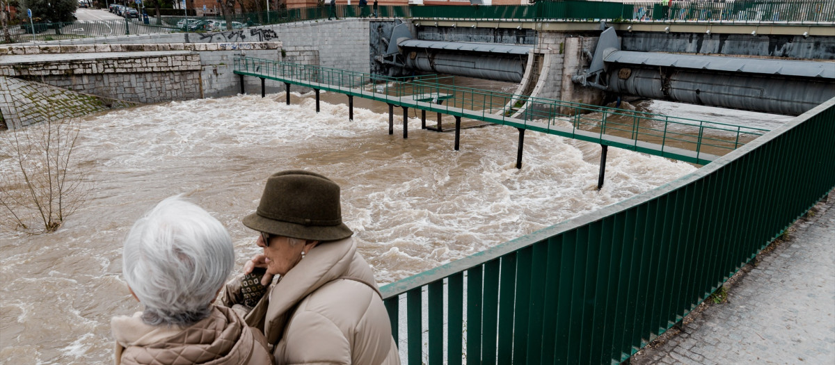 El río Manzanares, a su paso por Madrid el pasado 19 de marzo