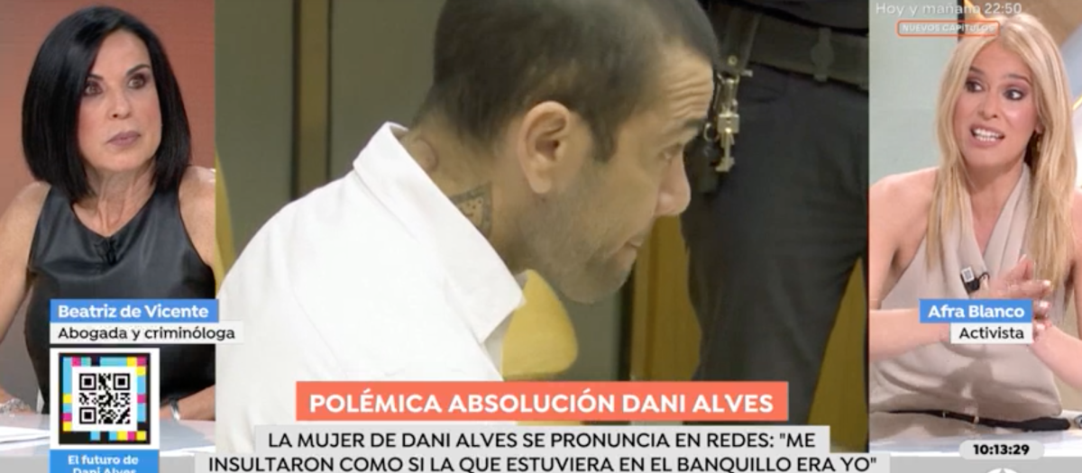 Beatriz de Vicente, a la izquierda, y Afra Blanco, a la derecha, hablaron del caso Alves en Espejo Público