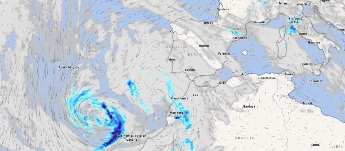 La borrasca Olivier sobre las Islas Canarias