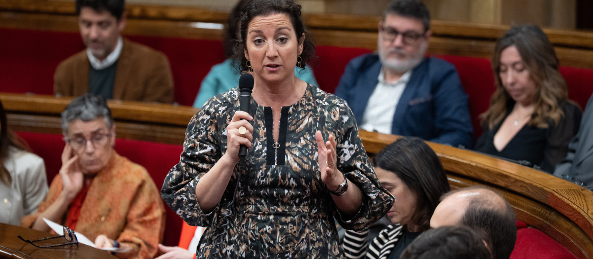 La consellera de Economía, Alicia Romero, durante una sesión de control al Govern de la Generalitat de Catalunya en el Parlament, a 9 de abril de 2025, en Barcelona (España).