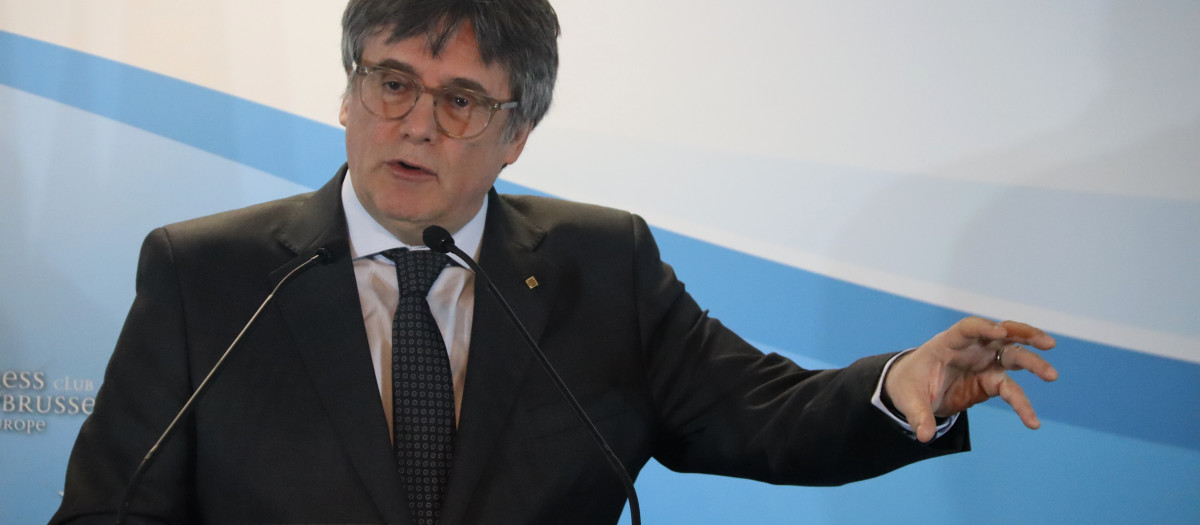 Puigdemont, en una conferencia en Bruselas