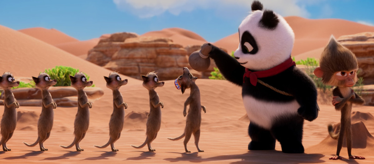 Escena de la película de animación Misión panda en África