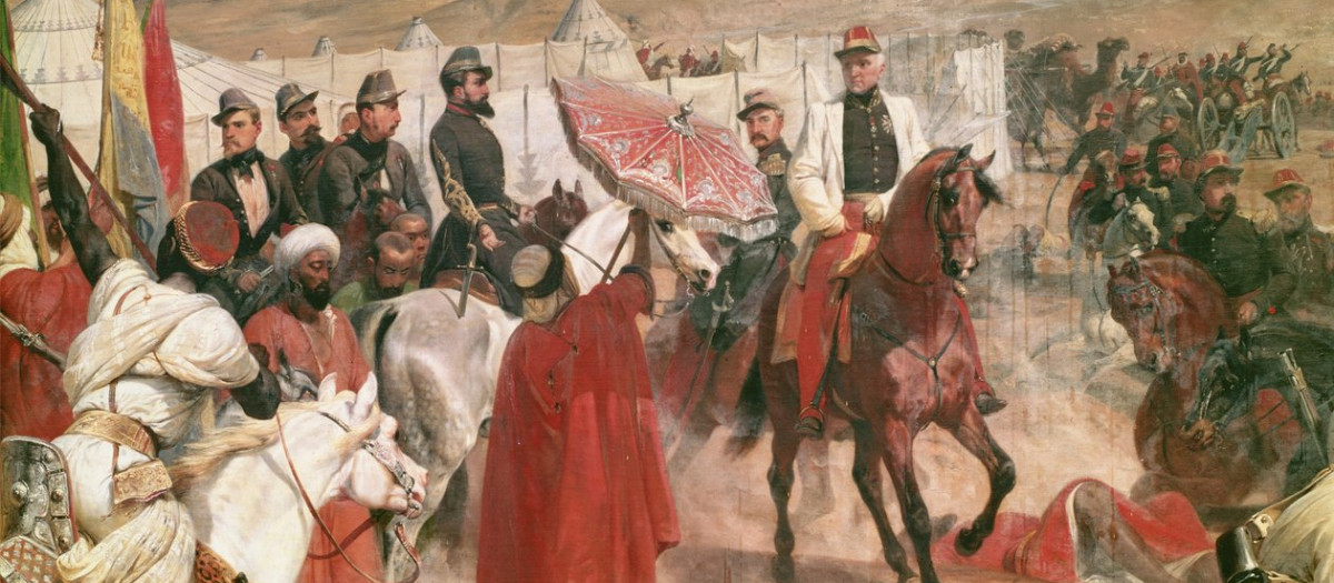 Mariscal Thomas Bugeaud y el coronel Joseph Vantini (Yousouf) durante la conquista de Argelia, 1846
