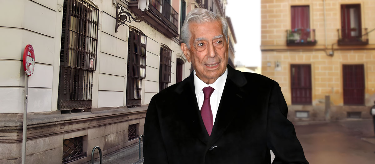 Vargas Llosa, junto a la calle Flora, donde se encuentra la que ha sido su casa en Madrid