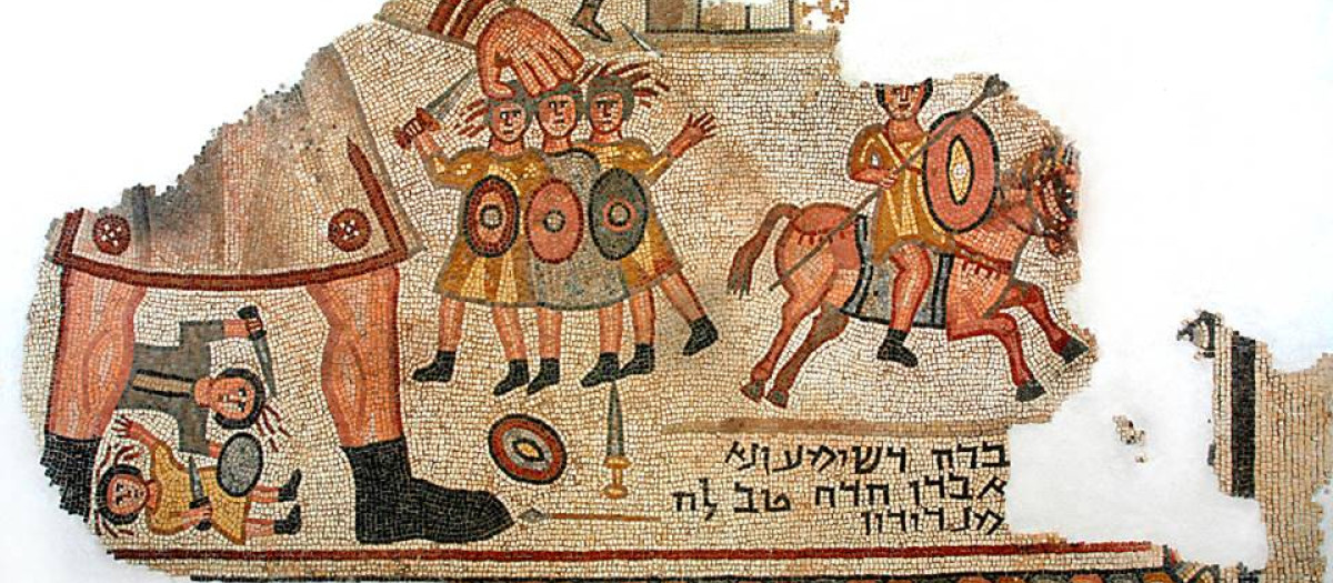 Mosaico en la sinagoga de Khirbet Wadi Hamam (Galilea,
Israel)